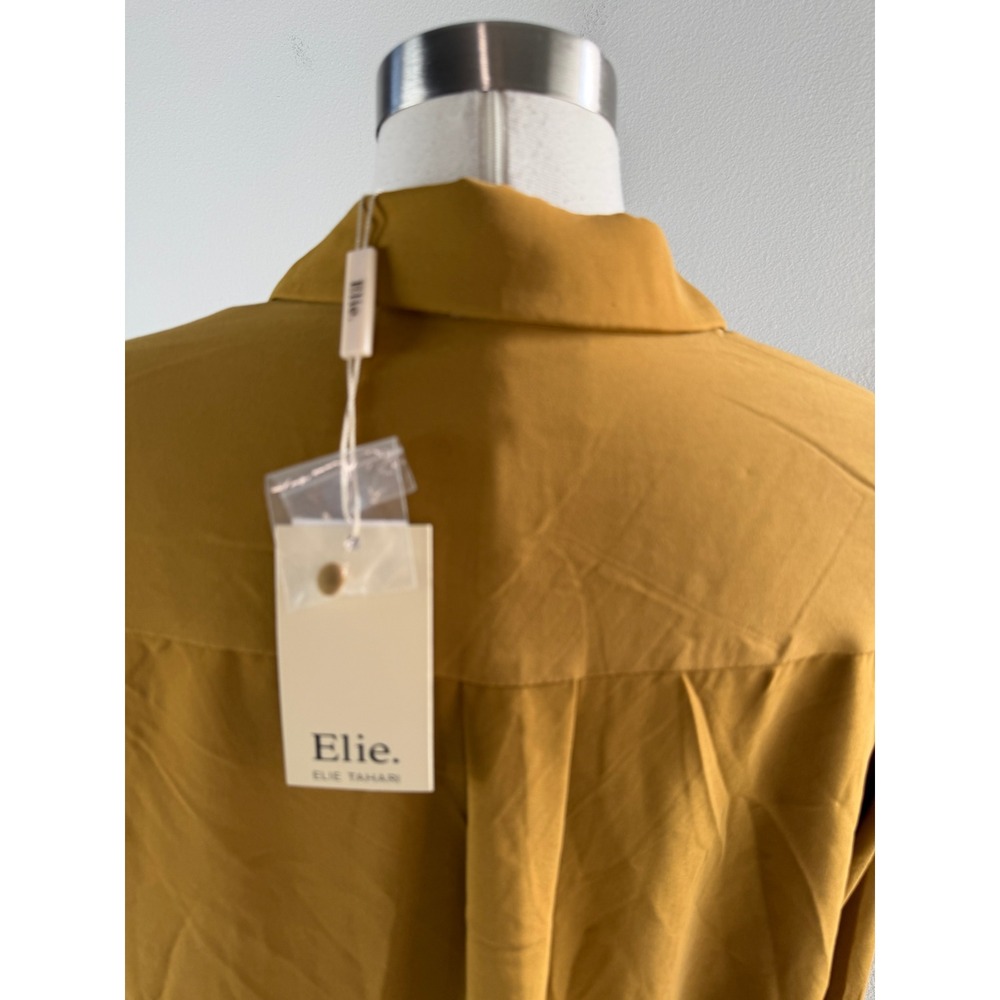 NEW Elie Tahari Womens Medium Burnt Ochre Long Sleeve Button Down Blouse Top - Picture 10 of 11